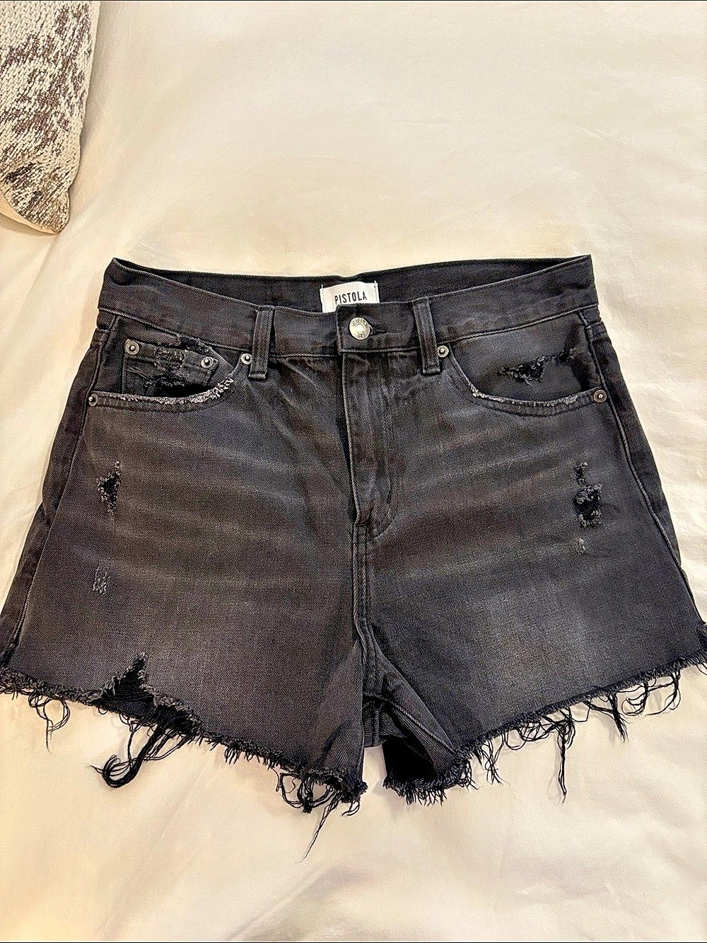 Pistola Nova High Rise Cut Off Short Shorts Black Waist 27